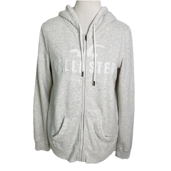 Vintage Hollister Gray Hoodie Jacket Full Zip Up Ladies‎ Sweatshirt Small - Picture 1 of 5